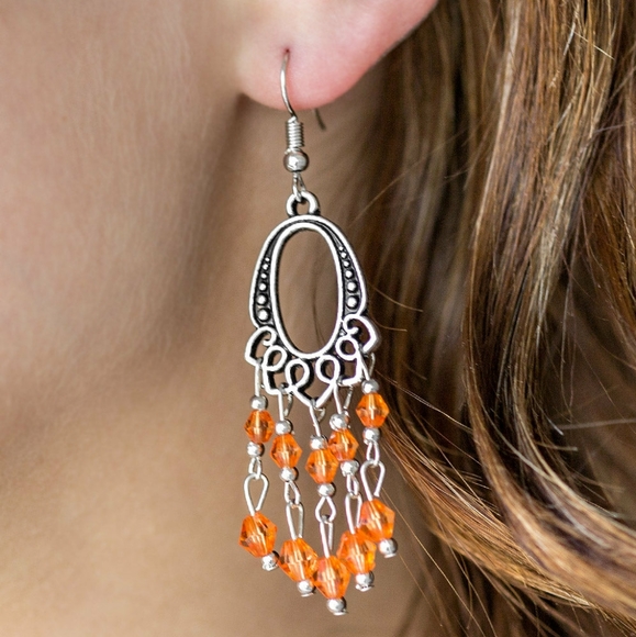 Paparazzi Earrings - Not The Only Fish In The Sea Orange - Picture 2 of 3
